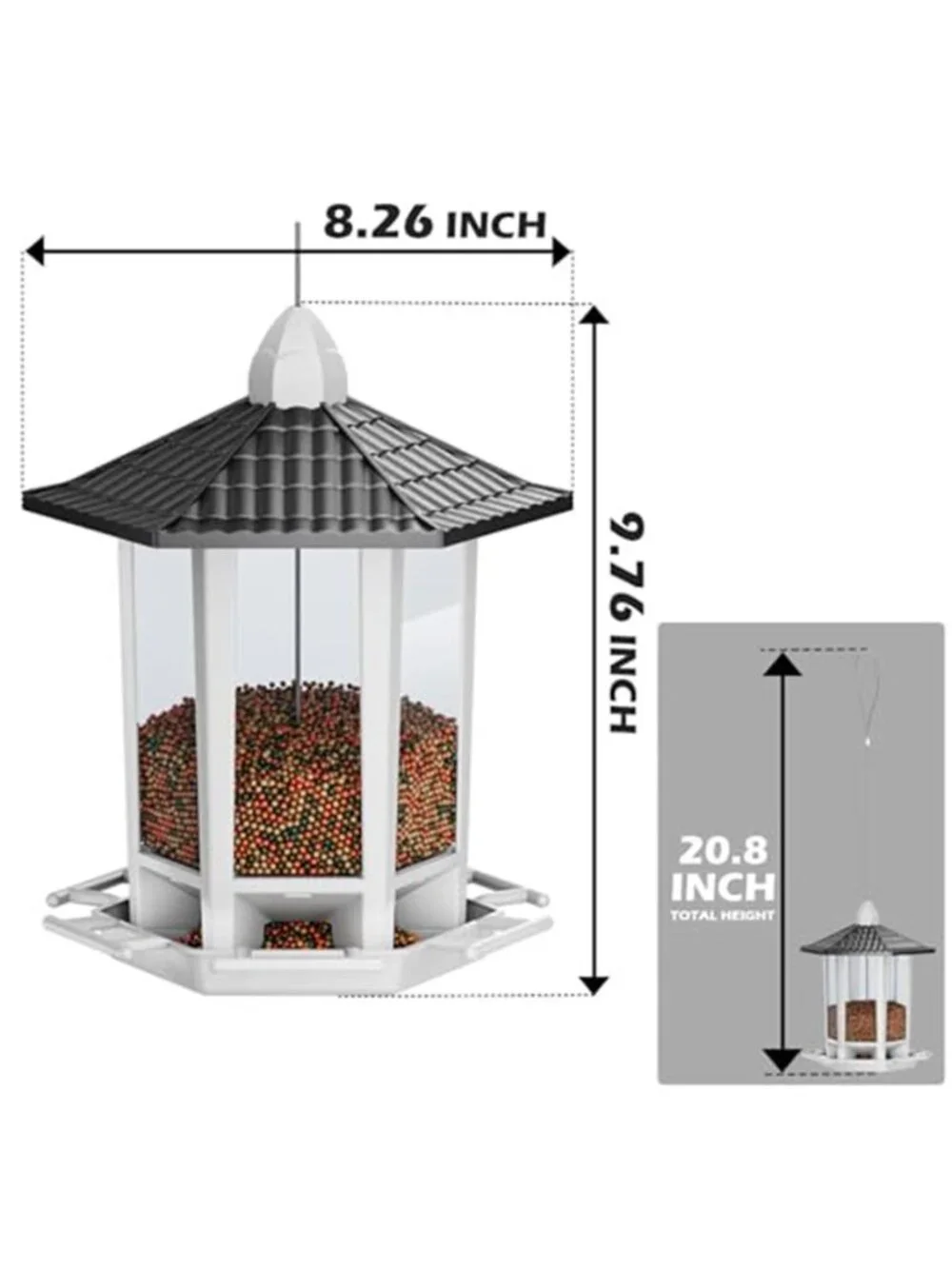 New 2 Pack Bird Feeders for Outdoor Hanging, Retro Pagoda Design Fun